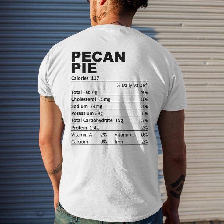 Pecan Pie Nutritional Facts Dessert Food Lovers Men's T-shirt Back Print Gifts for Him