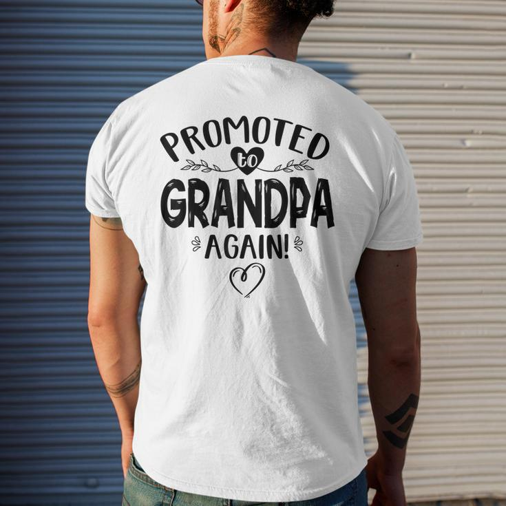 Promoted To Grandpa Again Baby Announcement Men's Back Print T-shirt Gifts for Him