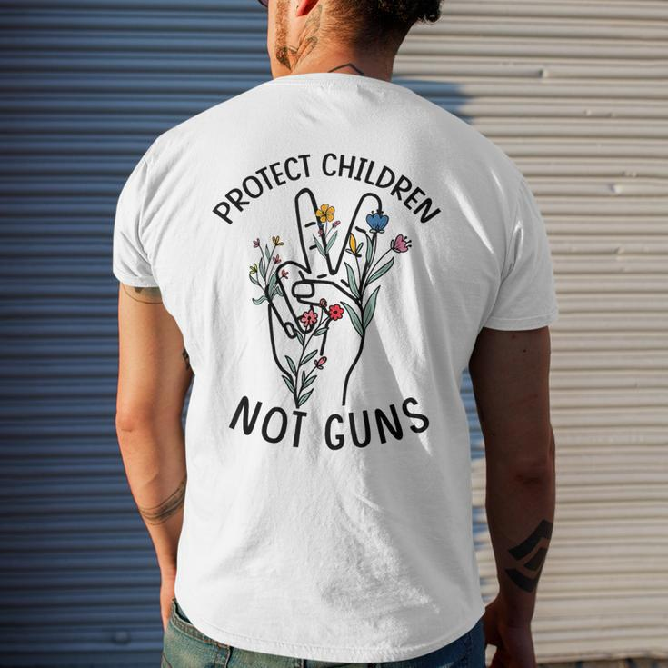Protect Children Not Guns End Gun Violence Anti Gun Orange Mens Back Print T-shirt Gifts for Him