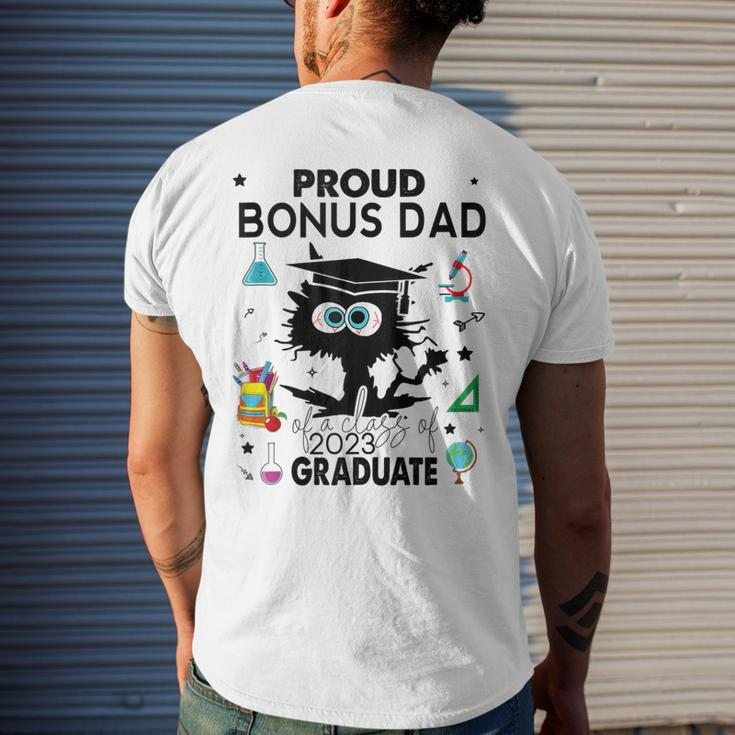 Proud Bonus Dad Of A Class Of 2023 Graduate Black Cat Men's Back Print T-shirt Gifts for Him