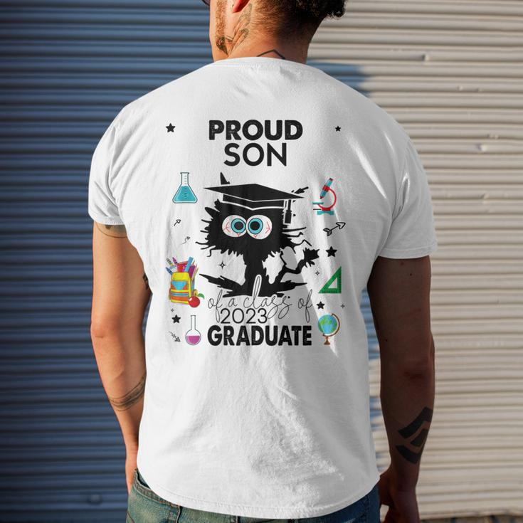 Proud Son Of A Class Of 2023 Graduate Cool Black Cat Men's Back Print T-shirt Gifts for Him