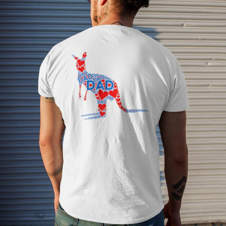 Red Heart Love Blue Dad - Cute Kangaroo Daddy Fathers Day Mens Back Print T-shirt Gifts for Him
