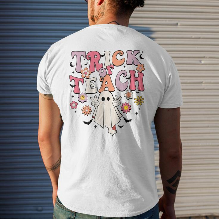Retro Halloween Kindergarten Teacher Trick Or Teach Men's T-shirt Back Print Gifts for Him