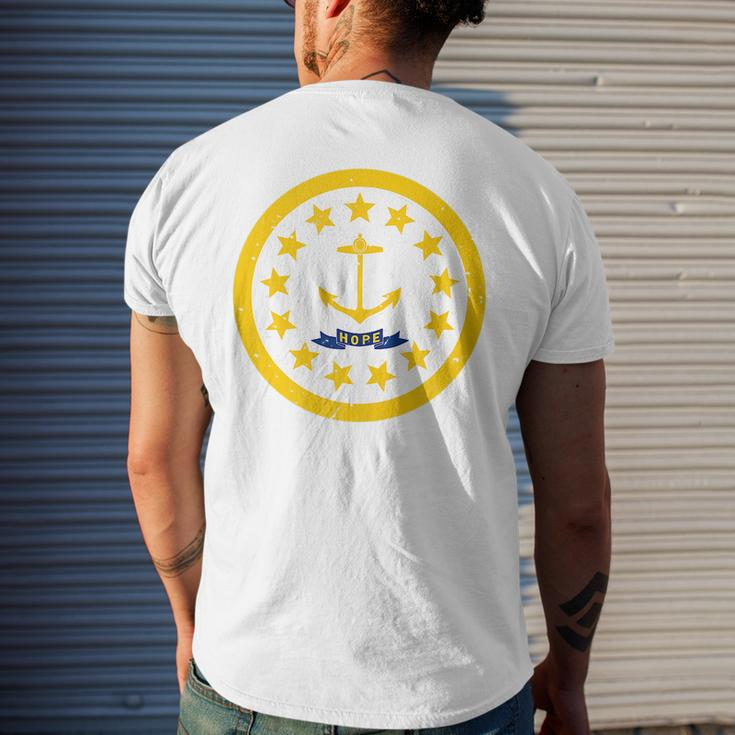 Rhode Island State Flag Emblem Roundel Rhode Island Pride Mens Back Print T-shirt Gifts for Him