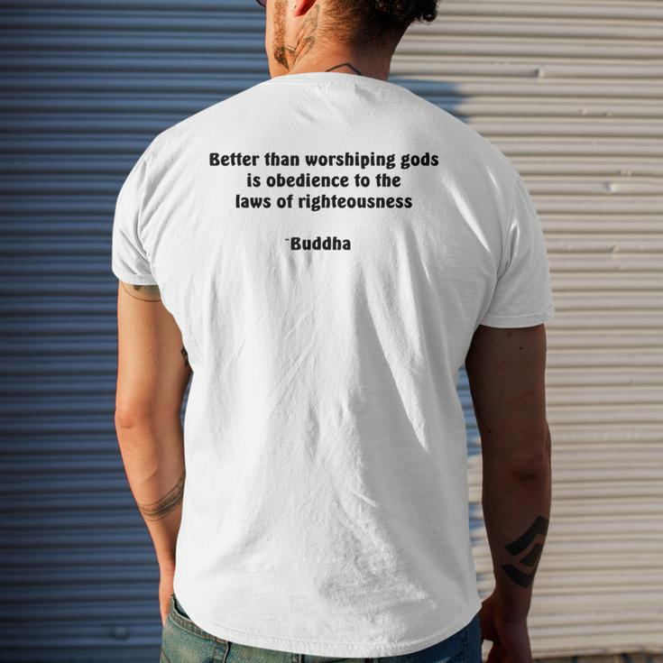 Righteousness Buddha Wisdom Quote Men's T-shirt Back Print Gifts for Him