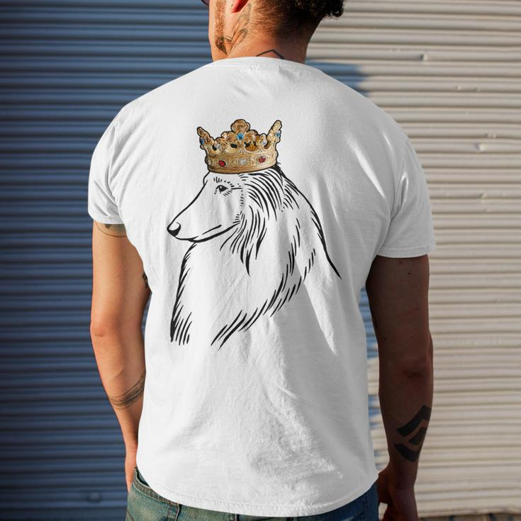 Rough Collie Dog Wearing Crown Men's T-shirt Back Print Gifts for Him