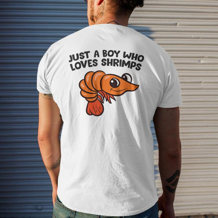 Shrimp Seafood Just A Boy Who Loves Shrimps Men's T-shirt Back Print Gifts for Him