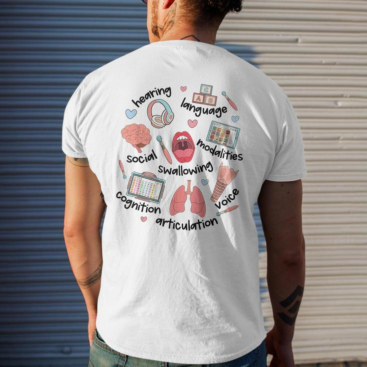 Speech Therapy Therapist Slp Speech Language Pathologist Mens Back Print T-shirt Gifts for Him