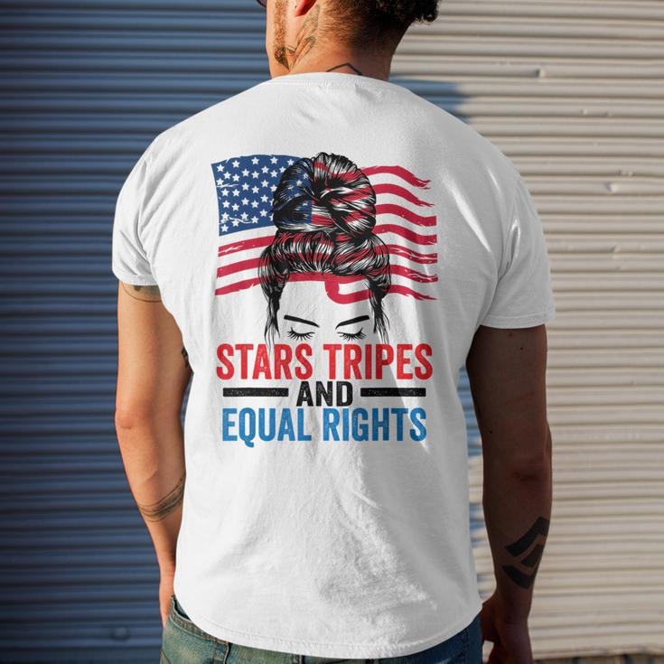 Stars Stripes And Equal Rights Messy Bun Equal Rights Funny Gifts Mens Back Print T-shirt Gifts for Him