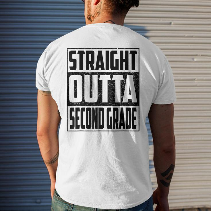 Straight Outta Second Grade School Graduate 2023 2Nd Grade Men's Back Print T-shirt Gifts for Him
