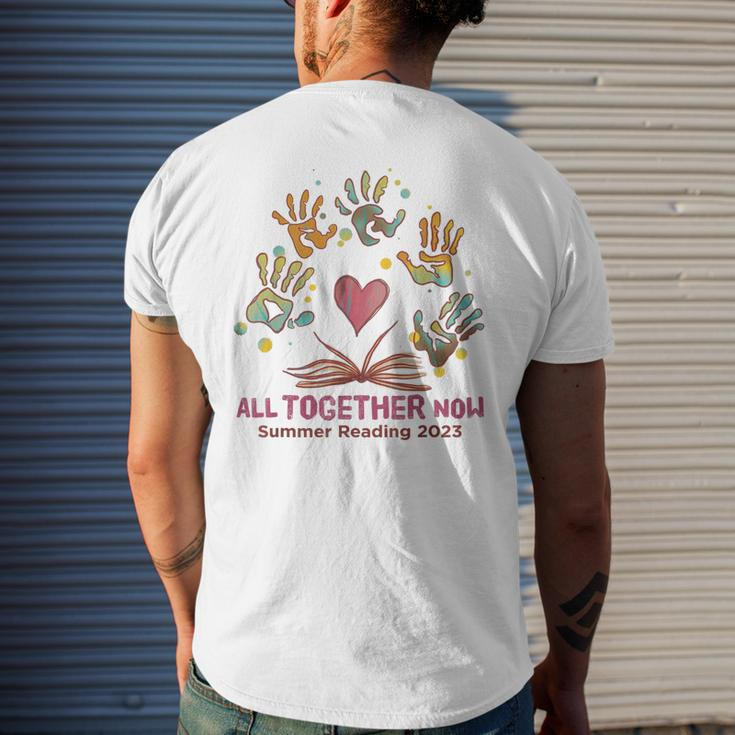 All Together Now 2023 Summer Reading Librarian Book Lover Men's Back Print T-shirt Gifts for Him