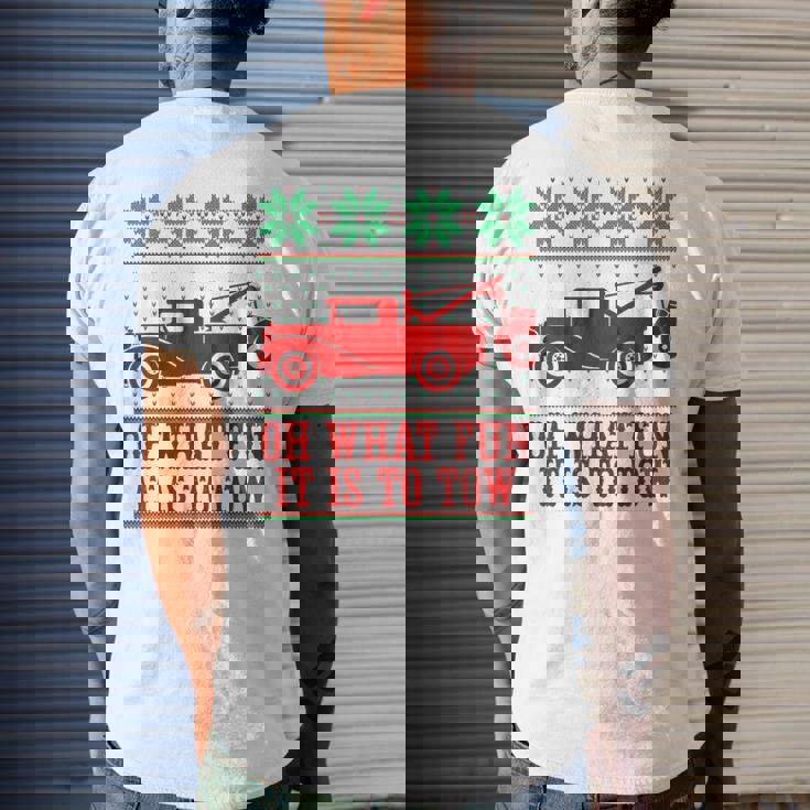 Tow Truck Driver Christmas -Oh What Fun It Is To Tow Men's T-shirt Back Print Gifts for Him Tow Truck Driver Christmas -Oh What Fun It Is To Tow Men's T-shirt Back Print Gifts for Him