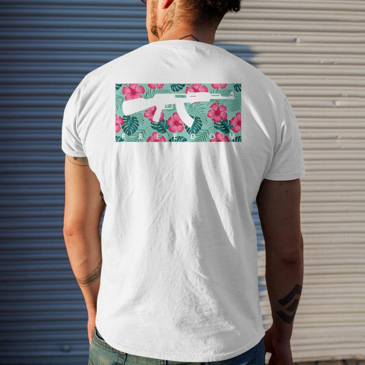 Tropical Gun Lover Firearm Beach Hawaiian Aloha Ak47 Men's T-shirt Back Print Gifts for Him