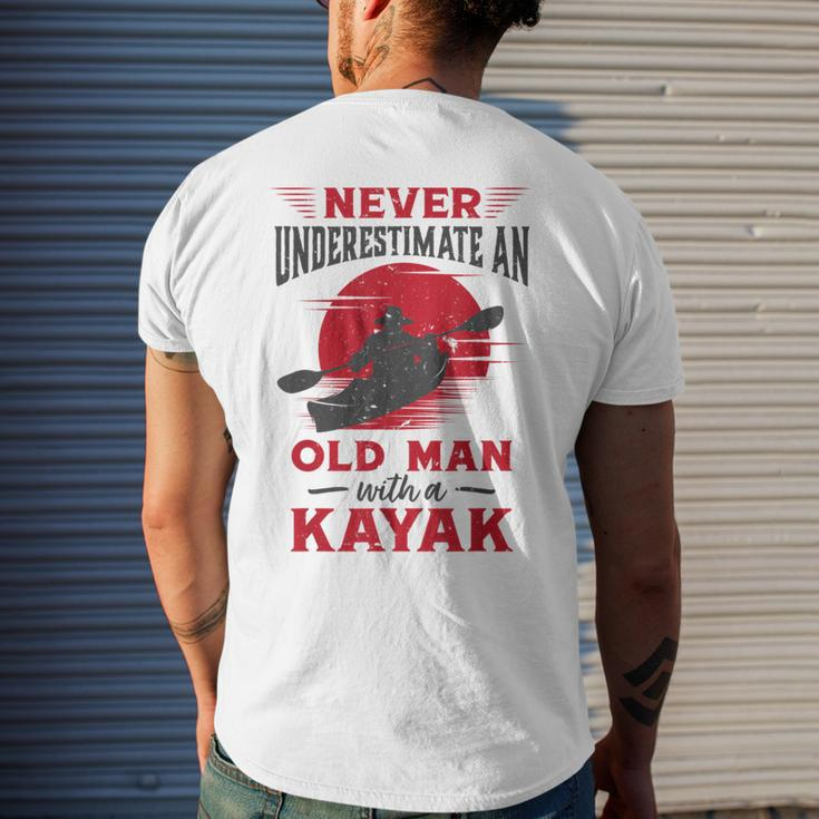 Never Underestimate An Old Man With A Kayak Granddad Dad Men's T-shirt Back Print Gifts for Him