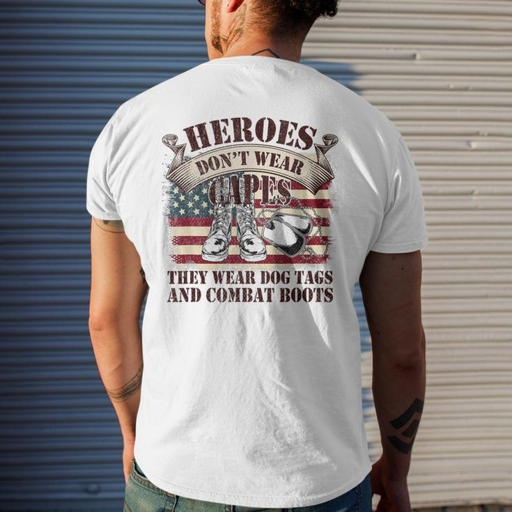 Us Flag Veterans Day Army Soldier Dogtags Combat Boots Hero Men's Back Print T-shirt Gifts for Him