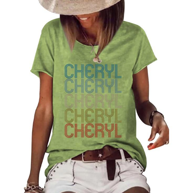 Cheryl First Name Vintage Women's Short Sleeve Loose T-shirt