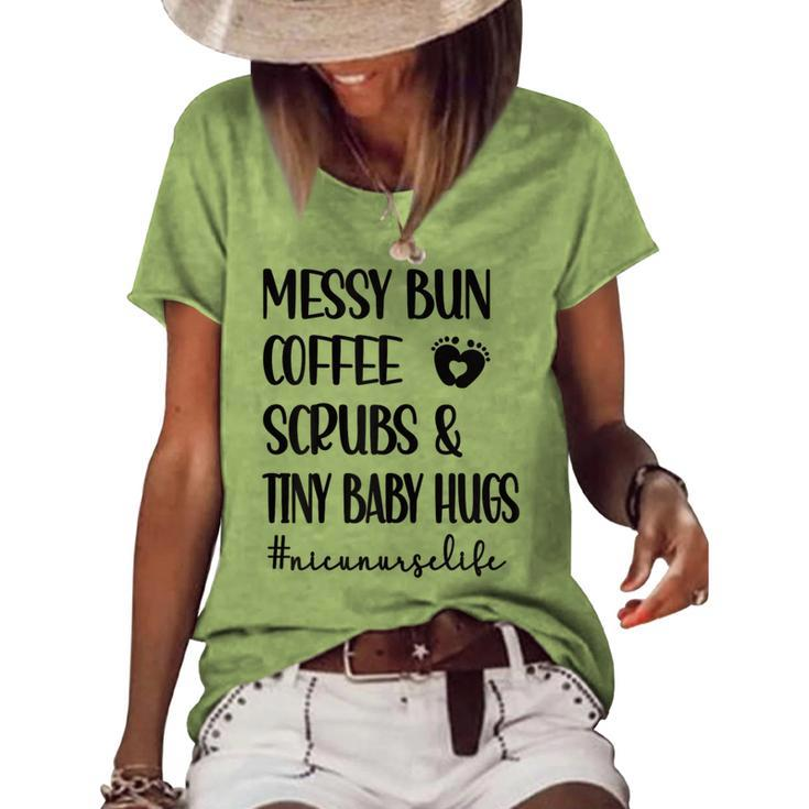 Scrubs & Tiny Baby Hugs Nicu Nurse Neonatal Icu Nursing Women's Loose T-shirt