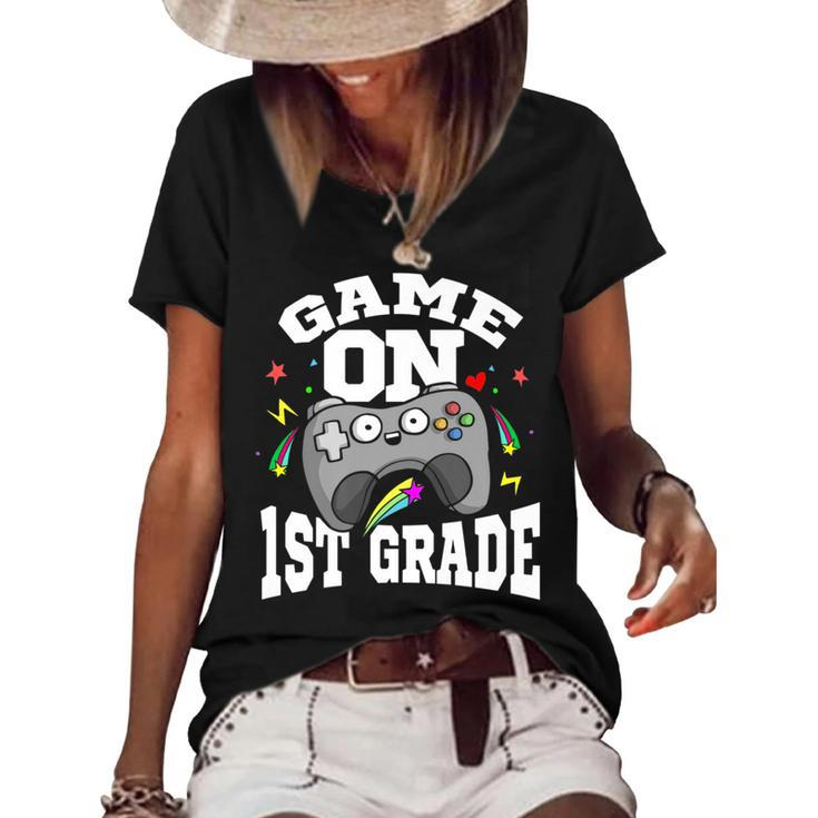 1St Grade Teacher & Student - Game On Video Controller  Gifts For Teacher Funny Gifts Women's Short Sleeve Loose T-shirt