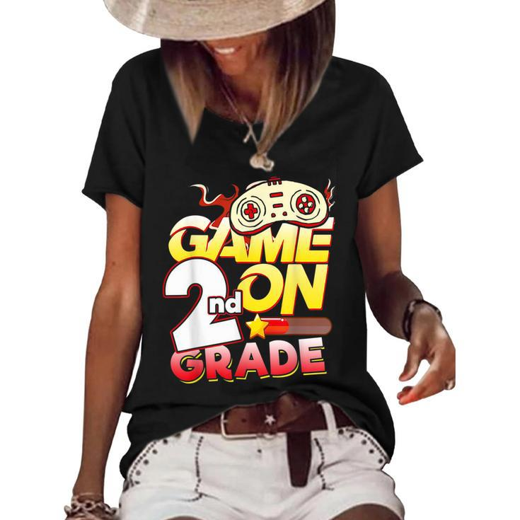 2Nd Grade Teacher & Student - Game On Video Controller   Gifts For Teacher Funny Gifts Women's Short Sleeve Loose T-shirt