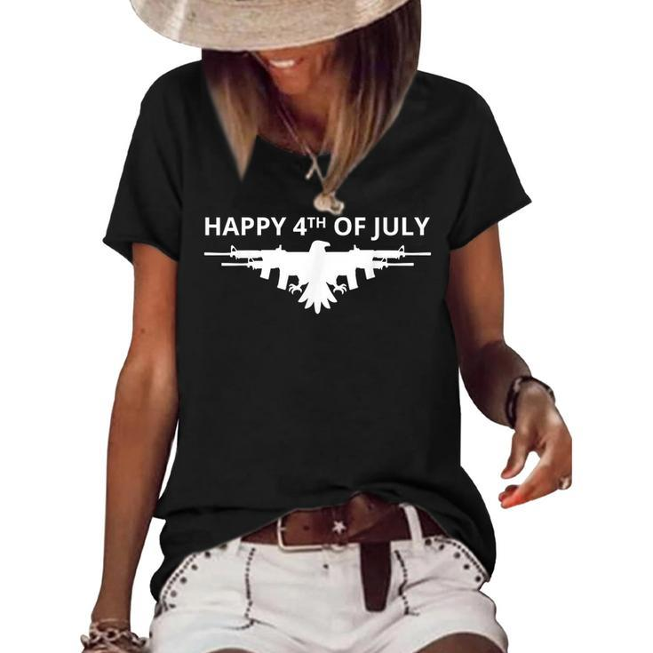 American Eagle Gun Wings 4Th Of July T  Gun Funny Gifts Women's Short Sleeve Loose T-shirt