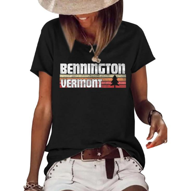 Bennington Vermont Vt Gift Retro Style Vintage 70S 80S 90S Women's Short Sleeve Loose T-shirt