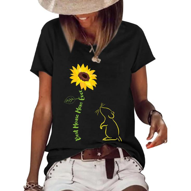 Best Mouse Mom Ever Sunflower Mouse Mama Mouse Mouse  Gift For Womens Gift For Women Women's Short Sleeve Loose T-shirt