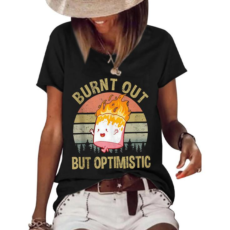 Burnt Out But Optimistic - Retro Vintage Sunset  Women's Short Sleeve Loose T-shirt