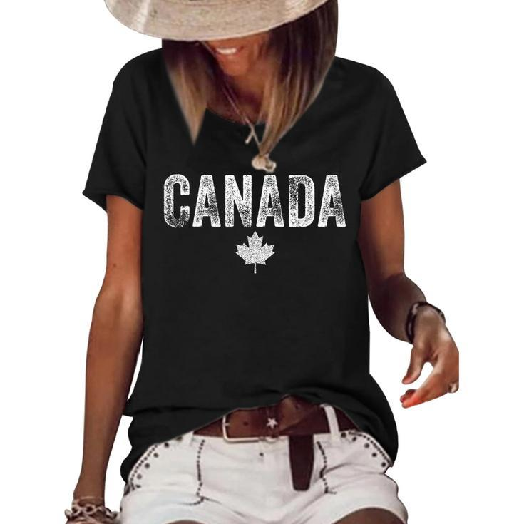 Canada Vintage Canadian Flag Leaf Maple Pride Men Women  Pride Month Funny Designs Funny Gifts Women's Short Sleeve Loose T-shirt