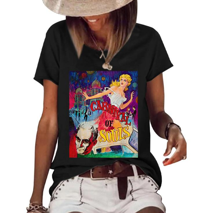 Carnival Of Souls Halloween Monster Poster Horror Movie Women's Short Sleeve Loose T-shirt