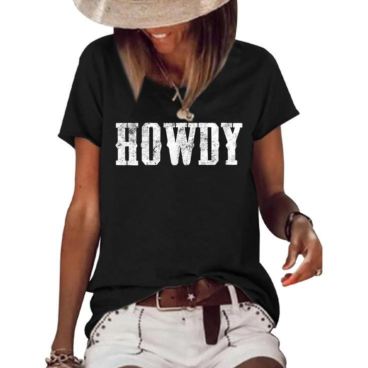 Cowboy Howdy  Western Rodeo  Southern Horse Lover Rodeo Funny Gifts Women's Short Sleeve Loose T-shirt