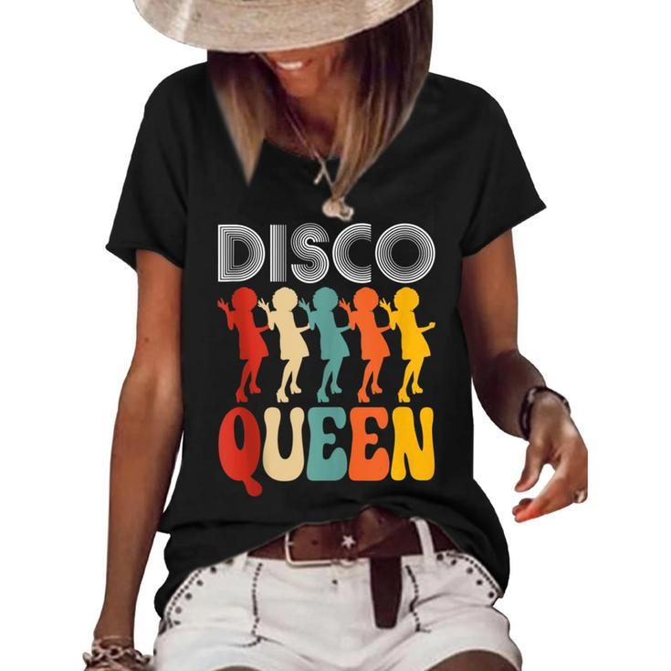 Disco Queen Girls Love Dancing To 70S Music  70S Vintage Designs Funny Gifts Women's Short Sleeve Loose T-shirt