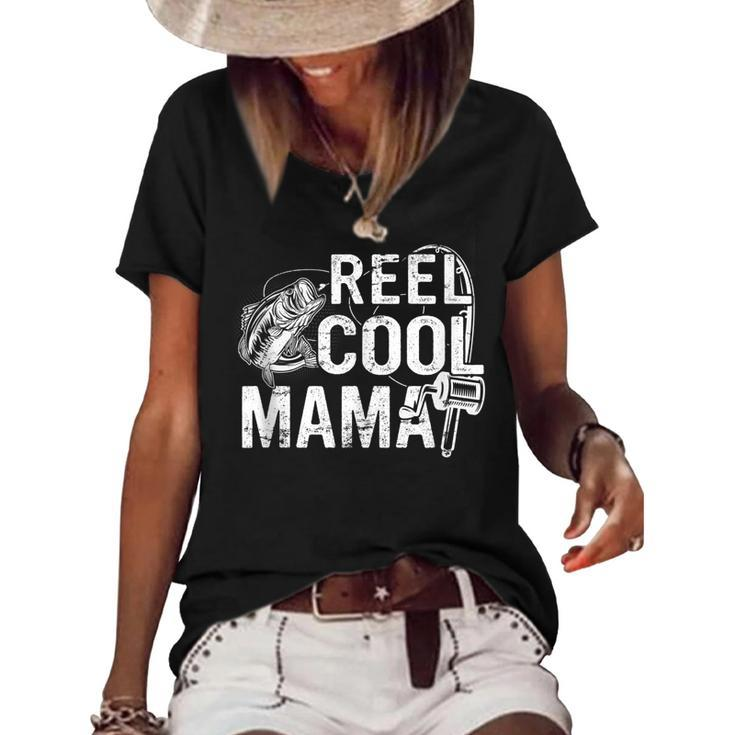 Distressed Reel Cool Mama Fishing Mothers Day  Gift For Women Women's Short Sleeve Loose T-shirt