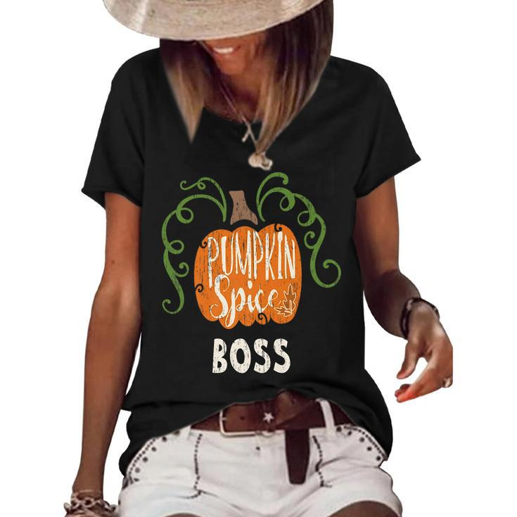 Boss Pumkin Spice Fall Matching For Family Women's Loose T-shirt