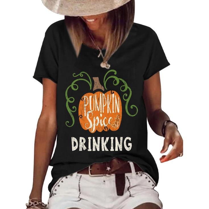 Drinking Pumkin Spice Fall Matching For Family Women's Loose T-shirt