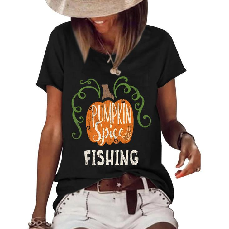 Fishing Pumkin Spice Fall Matching For Family Women's Loose T-shirt