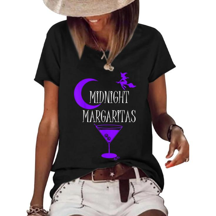 Midnight Margaritas Witch Halloween Drinking Women's Loose T-shirt