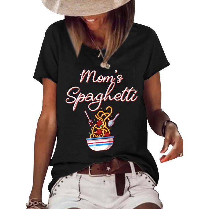 Funny Moms Spaghetti And Meatballs Meme Mothers Day Food  Gift For Women Women's Short Sleeve Loose T-shirt
