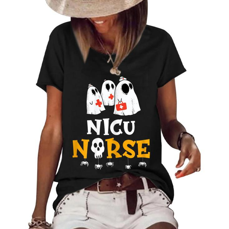 Halloween Nicu Nurse Costume Rn Nursing Ghost Women's Loose T-shirt