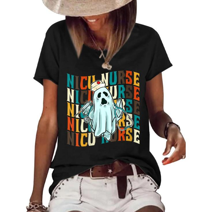 Halloween Nicu Nursing Ghost Costume Neonatal Nurses Women's Loose T-shirt