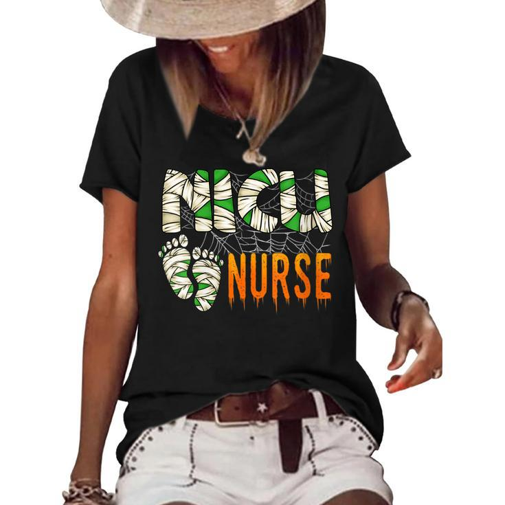 Halloween Nicu Nursing Mummy Costumes Neonatal Nurses Women's Loose T-shirt
