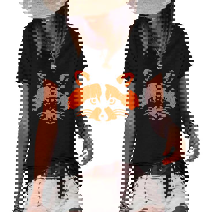 Halloween Trash Panda Bandit Raccoon Pumpkin Jackolantern Women's Short Sleeve Loose T-shirt