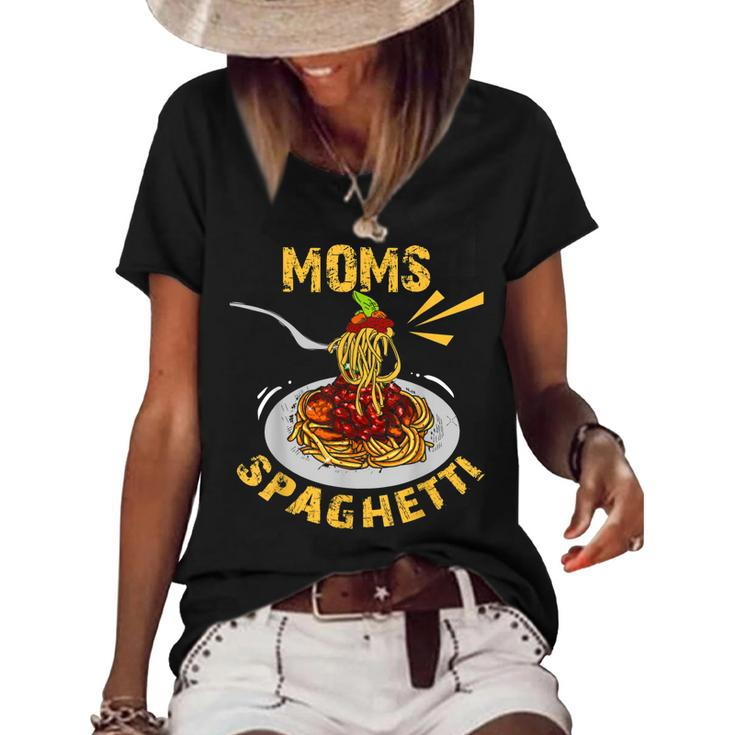 Moms Spaghetti Food Lovers Mothers Day Novelty  Gift For Women Women's Short Sleeve Loose T-shirt