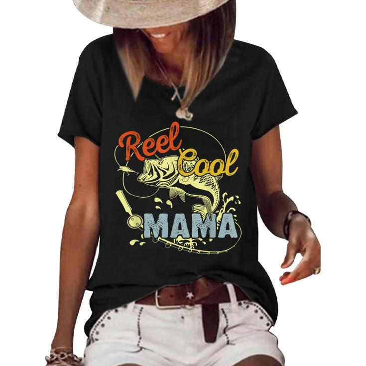 Mothers Day Funny Retro Reel Cool Mama Fishing Lover  Gift For Women Women's Short Sleeve Loose T-shirt