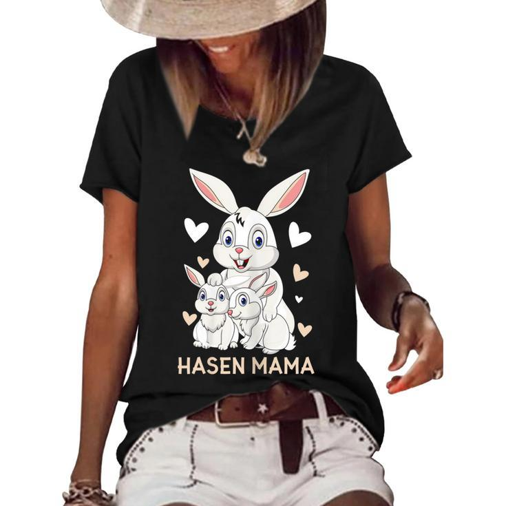 Rabbit Mum Design Cute Bunny Outfit For Girls  Gift For Women Women's Short Sleeve Loose T-shirt