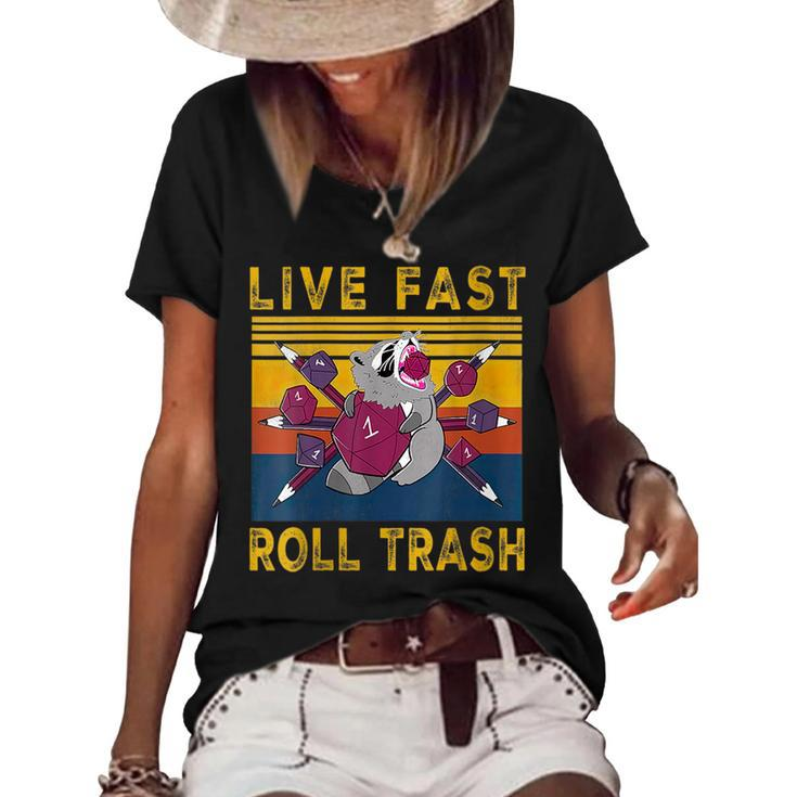Raccoon Vintage Live-Fast Roll Trash Men Women  Women's Short Sleeve Loose T-shirt