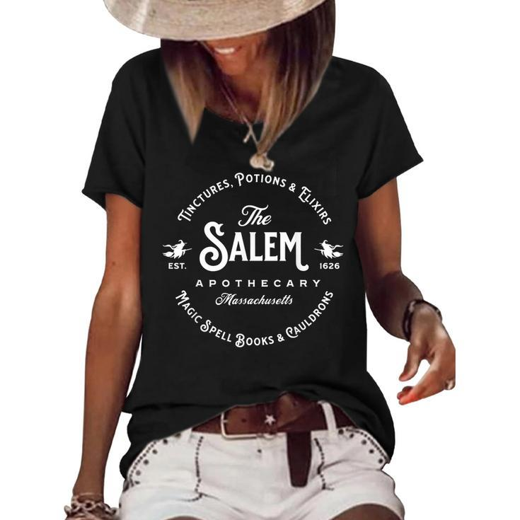 Salem Massachusetts Apothecary Vintage Salem Est 1626 Witch Women's Loose T-shirt