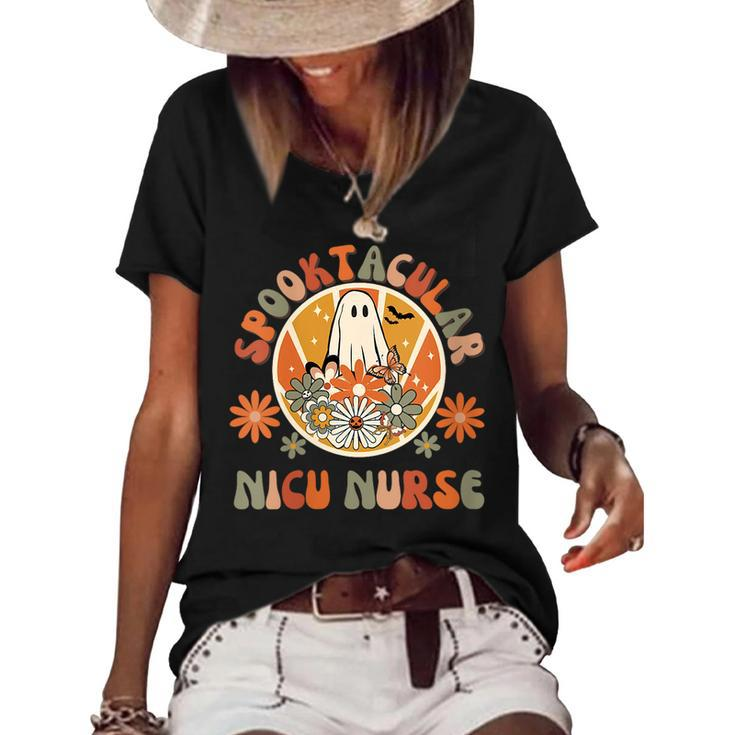 Spooktacular Nicu Nurse Neonatal Icu Nurse Halloween Fall Women's Loose T-shirt