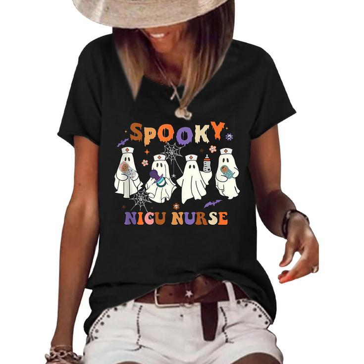 Spooky Nicu Nurse Halloween Boo Crew Intensive Halloween Women's Loose T-shirt