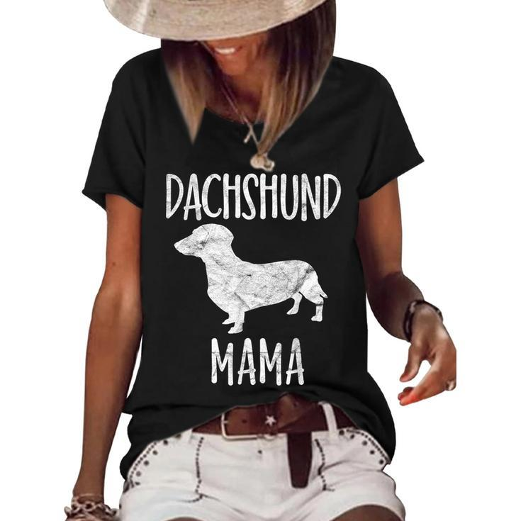 Vintage Dachshund Mama Gift Doxie Mom Pet Dog Owner Mother Gifts For Mom Funny Gifts Women's Short Sleeve Loose T-shirt