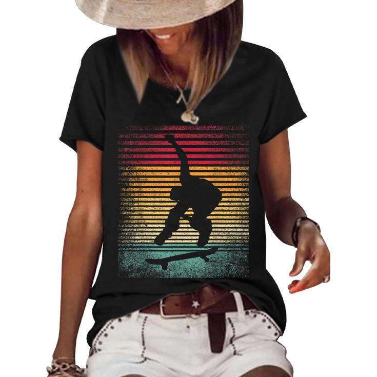 Vintage Retro Style Skateboarding Skate Skater Classic Gift Women's Short Sleeve Loose T-shirt